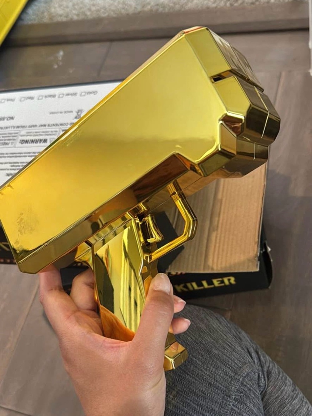3 Gold Metallic cash/money gun - Shiny Gold Finish